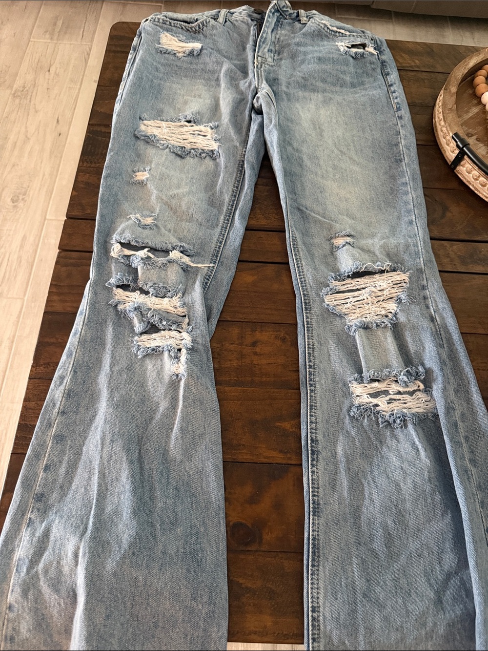 Rock n Roll Distressed Light Blue Women's Ripped Jeans